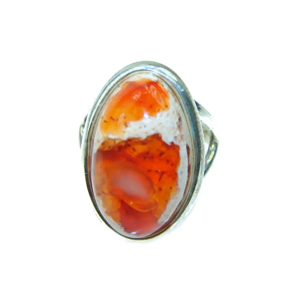 Waves of Fire Mexican Fire Opal Sterling Silver Solitaire Ring
